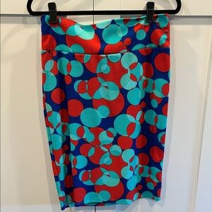 LuLaRoe Red and Blue Circle Pencil Skirt